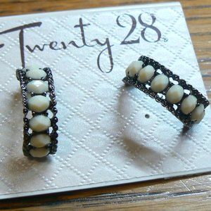 Boho Rustic Vintage White Opaque Loop Earrings